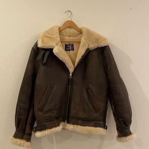 SchottNYC B-3 Sheepskin Leather Bomber Size 46
